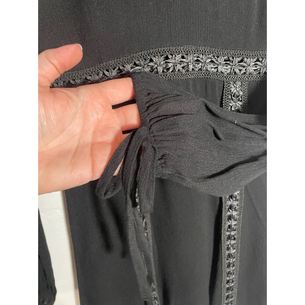 Black Mini Dress High Neck Long Sleeve Lace Detail LBD Lost + Wander Small - Picture 4 of 14